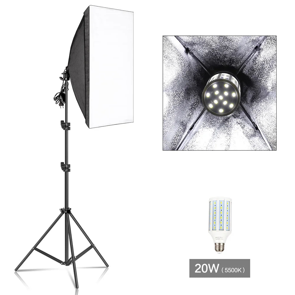 Photography Softbox Lighting Kits 50X70Cm Professional Continuous Light System Soft Box for Photo Studio Equipment