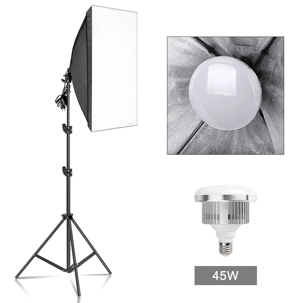 Photography Softbox Lighting Kits 50X70Cm Professional Continuous Light System Soft Box for Photo Studio Equipment
