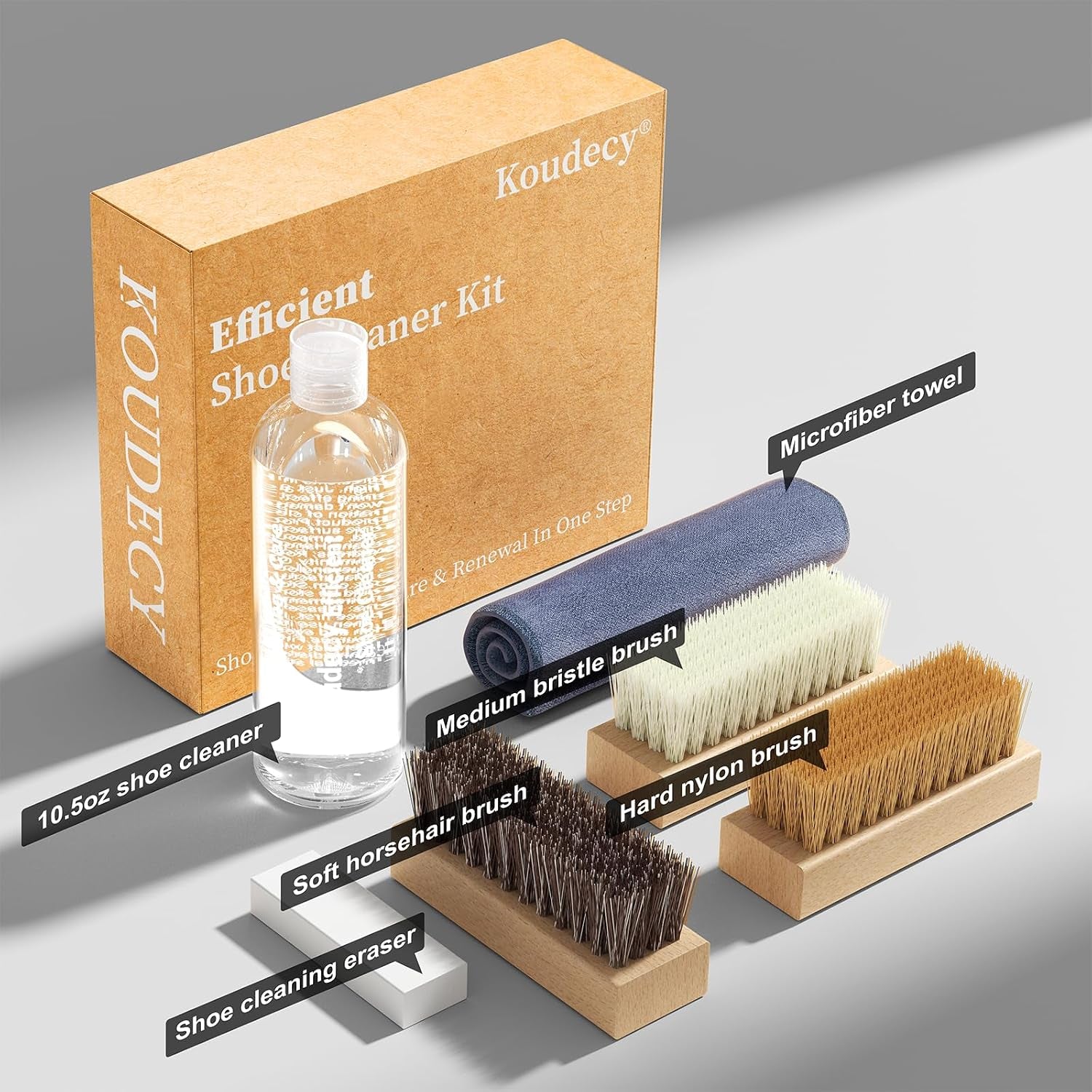 Kit per La Pulizia Delle Scarpe Da Ginnastica – Kit Di Pulizia per Scarpe Da Ginnastica Con Gomma, Spazzole E Asciugamano, Detergente Bianco per Scarpe E Scarpe Scamosciate