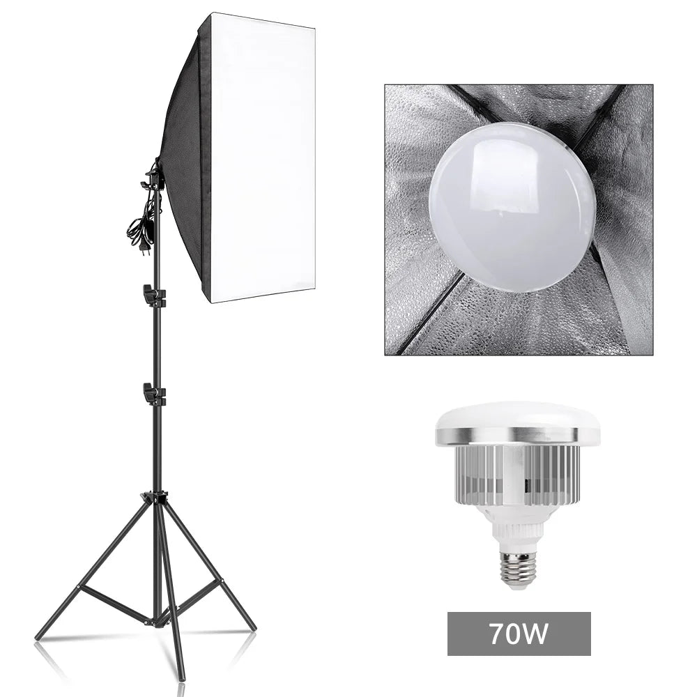 Photography Softbox Lighting Kits 50X70Cm Professional Continuous Light System Soft Box for Photo Studio Equipment