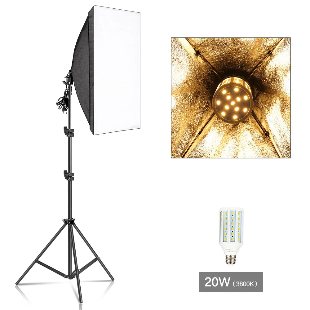 Photography Softbox Lighting Kits 50X70Cm Professional Continuous Light System Soft Box for Photo Studio Equipment